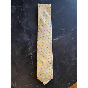 Yellow Flower Tie Brooks Brothers 100% Silk
